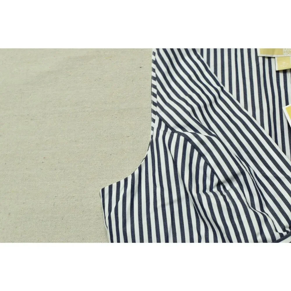 Michael Kors Women's Striped Wrap Dress Regular Size S V Neck Midi Cotton NEW